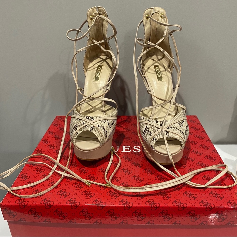 Guess Strappy Lace Up Heels